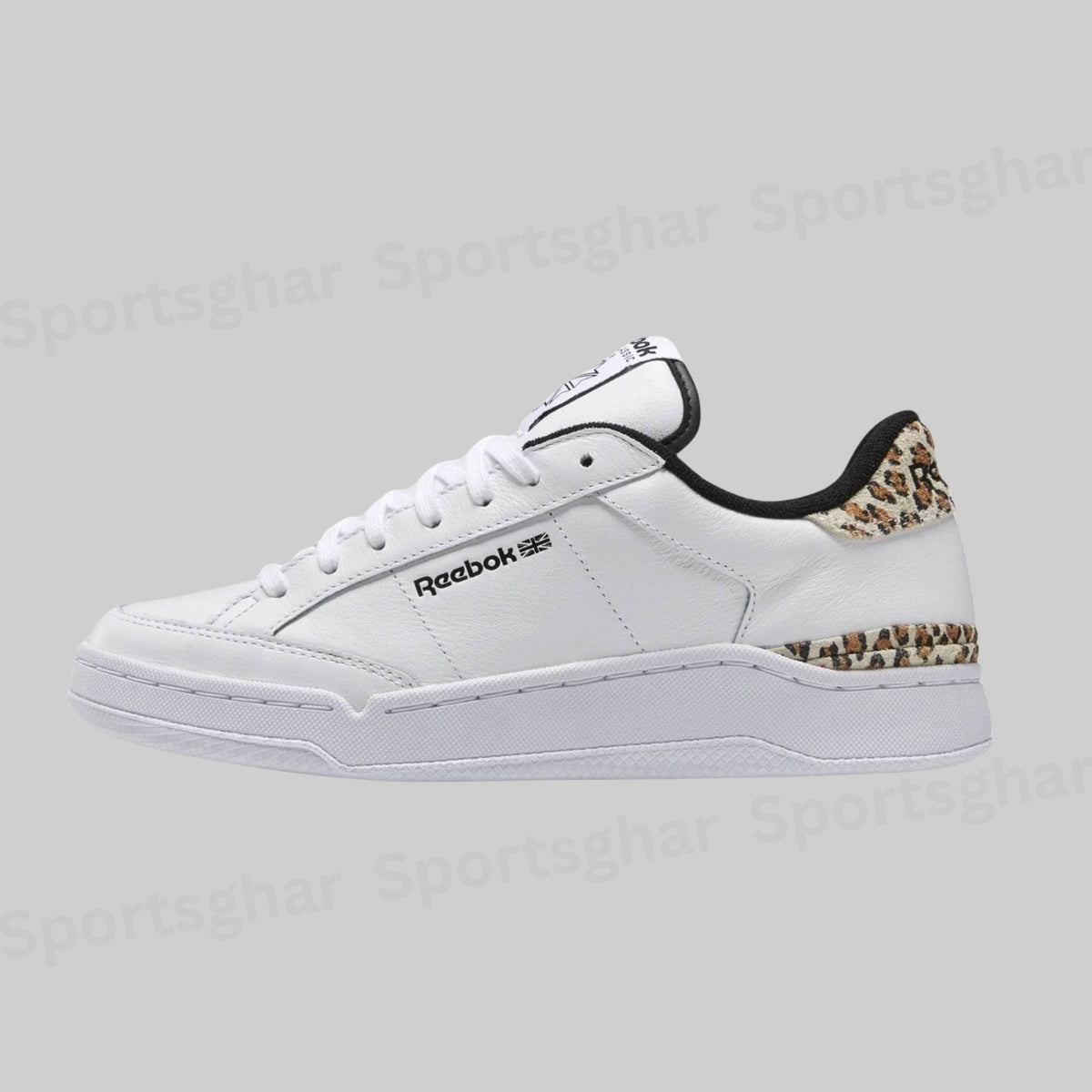Women’s Classic Leather Lifestyle Sneakers – White, Black & Animal Print