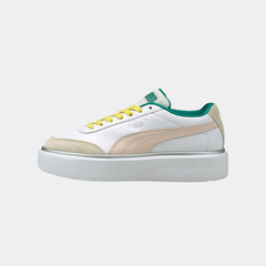 Women’s Platform Leather Lifestyle Sneakers – White & Pink Heritage
