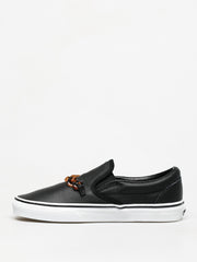Women’s Classic Leather Slip-On Lifestyle Sneakers – Tortoise & Black