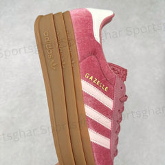 Adidas Gazelle Bold Shoes – Pink Velvet Triple-Platform Sneakers