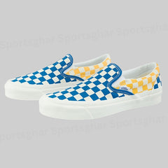 Vans Classic Slip-On – Split Checkerboard Blue, Yellow & White
