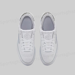 Women’s Classic Leather Lifestyle Sneakers – White & Cheetah Print
