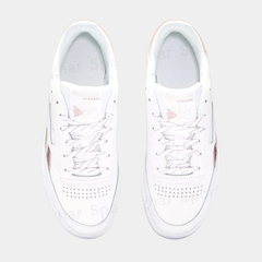 Women’s Classic Leather Lifestyle Sneakers – White & Blush Metallic