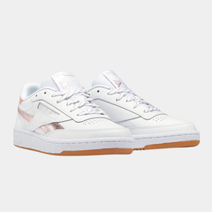 Women’s Classic Leather Lifestyle Sneakers – White & Blush Metallic