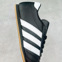 Adidas Adicourtt Premium Leather Sneakers – Black & White Gum Sole