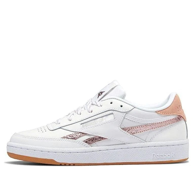 Women’s Classic Leather Lifestyle Sneakers – White & Blush Metallic