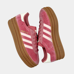 Adidas Gazelle Bold Shoes – Pink Velvet Triple-Platform Sneakers
