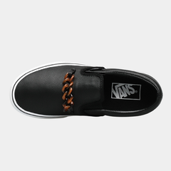 Women’s Classic Leather Slip-On Lifestyle Sneakers – Tortoise & Black