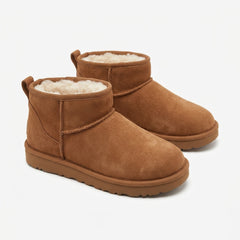 Women's Ultra Mini Suede Ankle Boots Fleece Lined Slip-On Winter Shoes