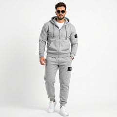 Stone Island Men's Compass Full-Zip Hoodie & Cargo Joggers Fleece Tracksuit Set