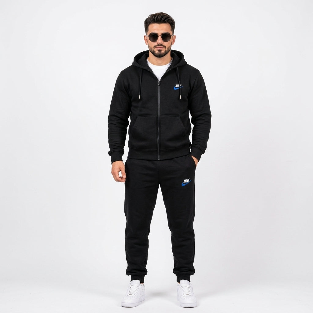 Nike Men's Classic Full-Zip Hoodie & Joggers Fleece Tracksuit Set