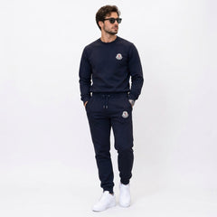 Moncler Men's Logo Patch Crewneck Sweatshirt & Joggers Fleece Tracksuit Set