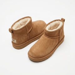 Women's Ultra Mini Suede Ankle Boots Fleece Lined Slip-On Winter Shoes