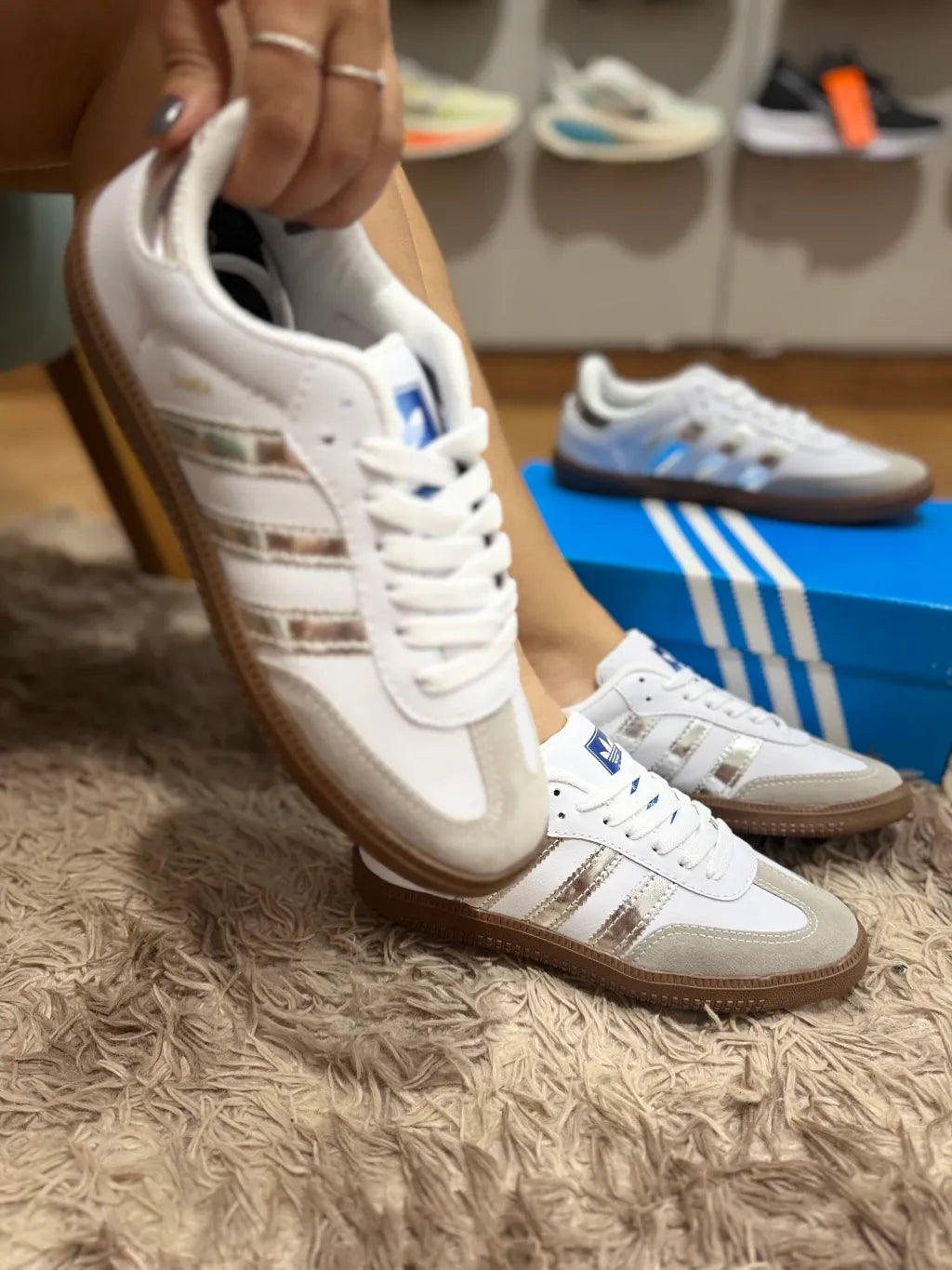 adidas Samba OG White Metallic Gold Sneakers