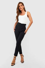 Boohoo Women's High Waisted Buckle Belted Cigarette Trousers
