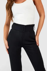 Boohoo Women's High Waisted Buckle Belted Cigarette Trousers