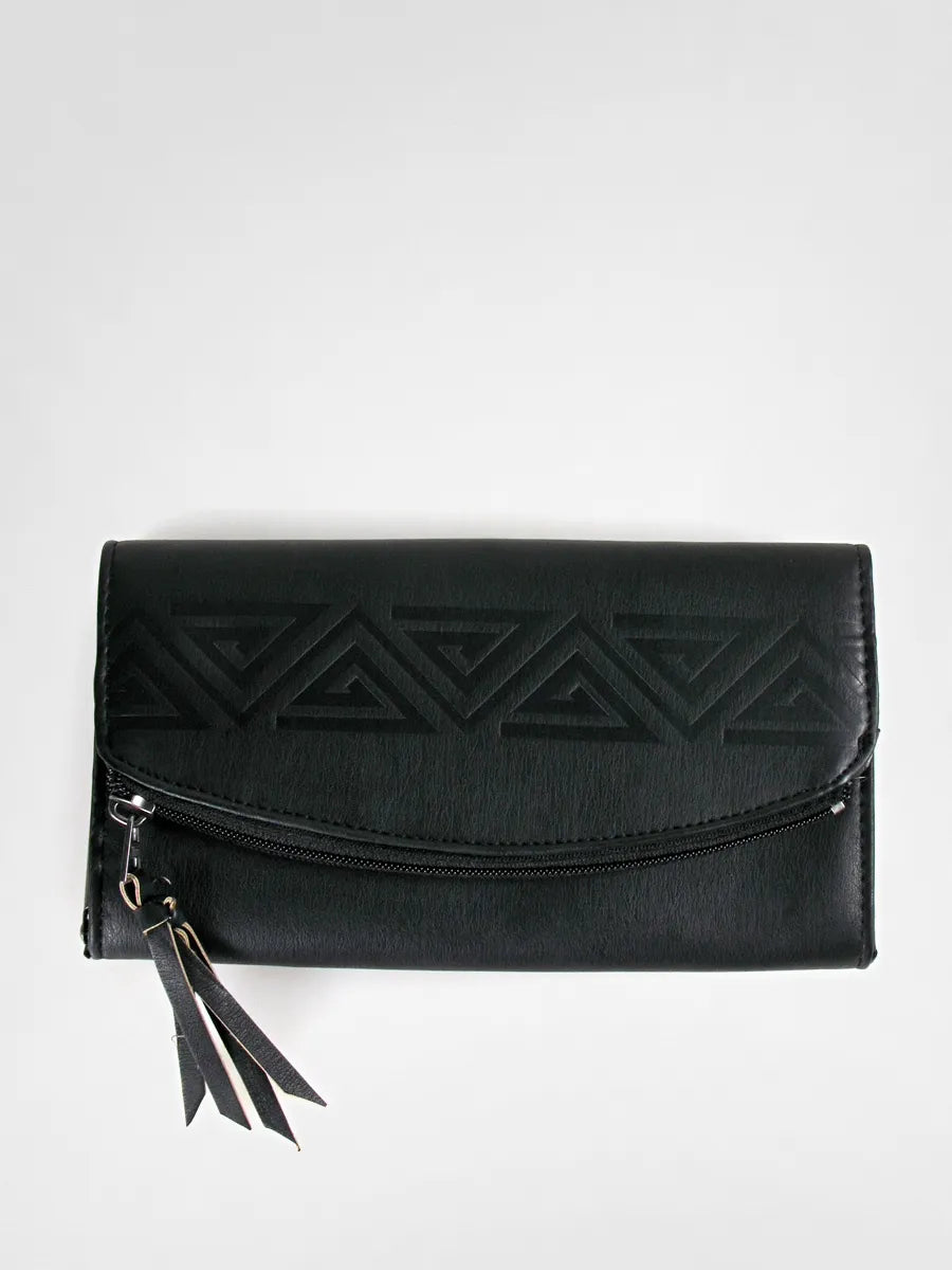 Vans Women's Fringed Up Wallet - Onyx Black Faux Leather Clutch