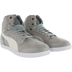 Puma Glyde Court Fur Women Grey Hi Top Trainers Sneakers Leather Shoes