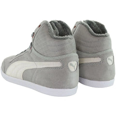Puma Glyde Court Fur Women Grey Hi Top Trainers Sneakers Leather Shoes